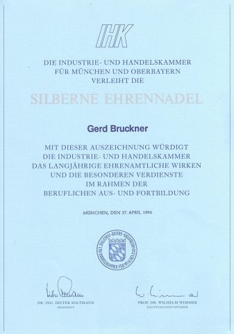 IHK Silberne Ehrennadel Gerd Bruckner